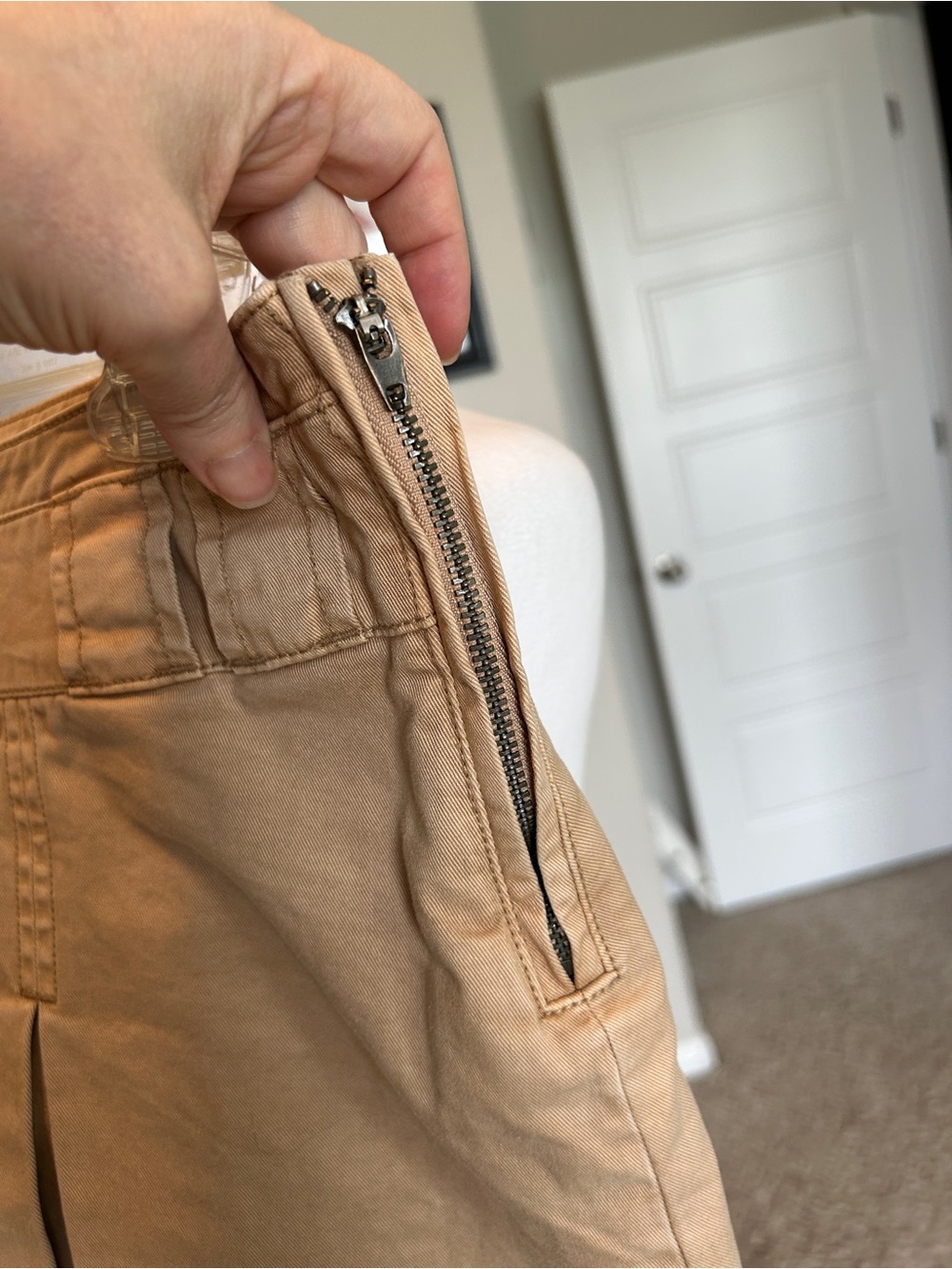FREE PEOPLE Khaki Cotton Pleated Schoolgirl Mini Skirt Size 8 - Picture 5 of 11